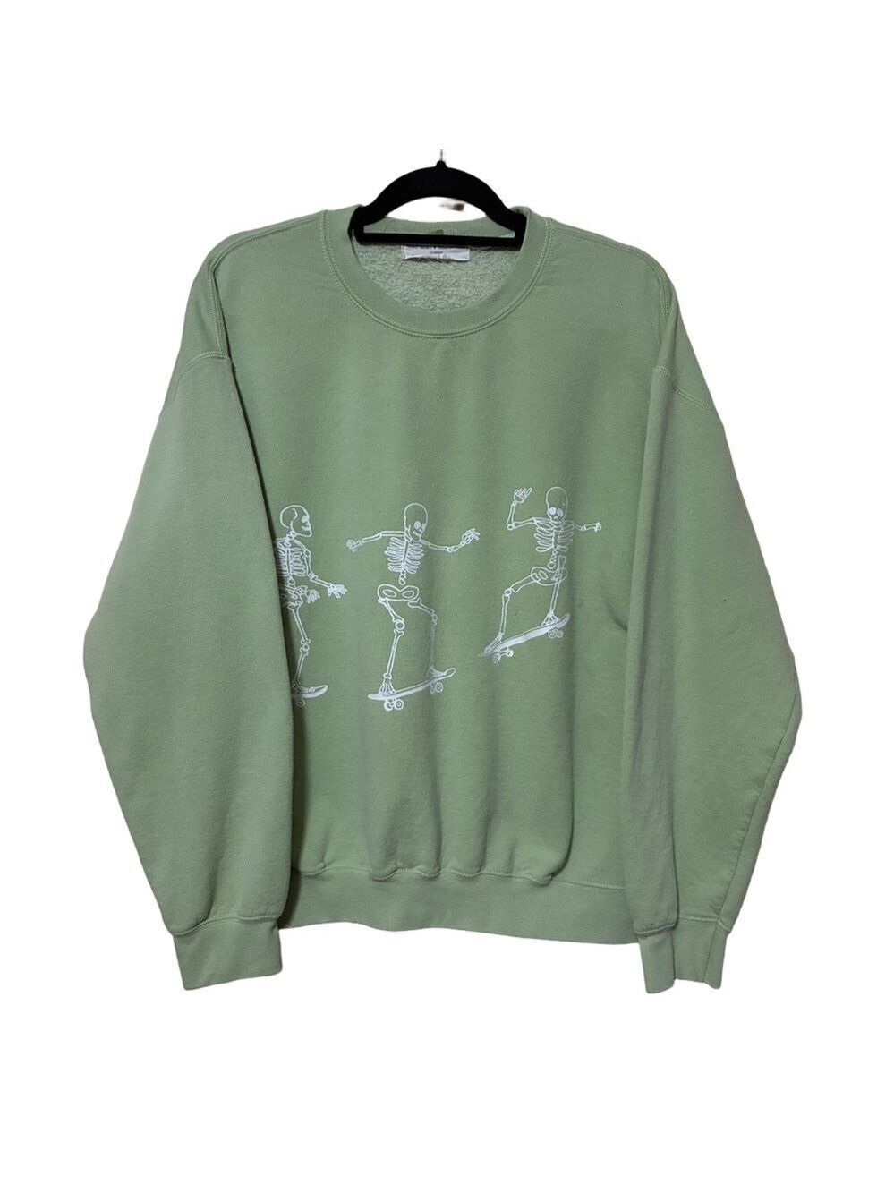 Project Social T UO Skull Skating Sweatshirt Women’s S Green Oversized Crewneck
